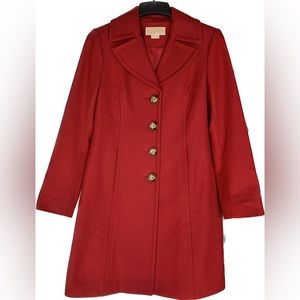 Michael Kors Red 80% Wool Coat, Size S (but fits up to M)